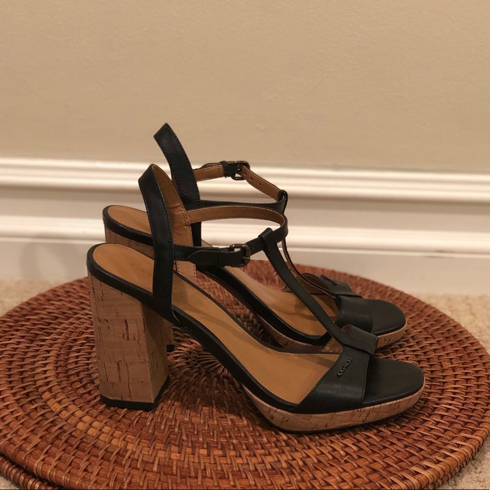 Coach Block Heel Cork Sandals Size 7.5